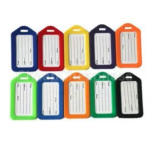 5Pcs/lot Fashion Plastic Travel Luggage Tags Colorful Luggage Labels With Transparent Straps Ramdom Color