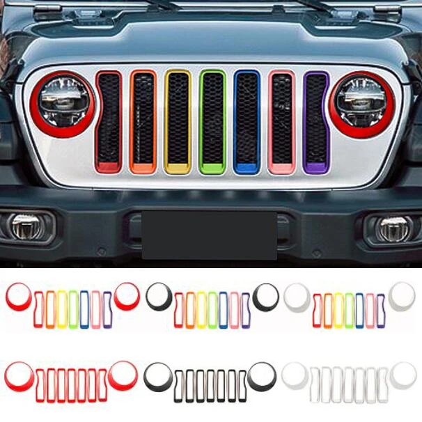 Grill Grille Inserts Headlights Cover Head Lights Lamps Ring Bezel
