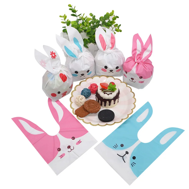 

25pcs Cute Rabbit Plastic Bags Gift Bag Cookie Snack Birthday Decoration Wedding Candy Bag Baby Kids Party Favors Packing Bag