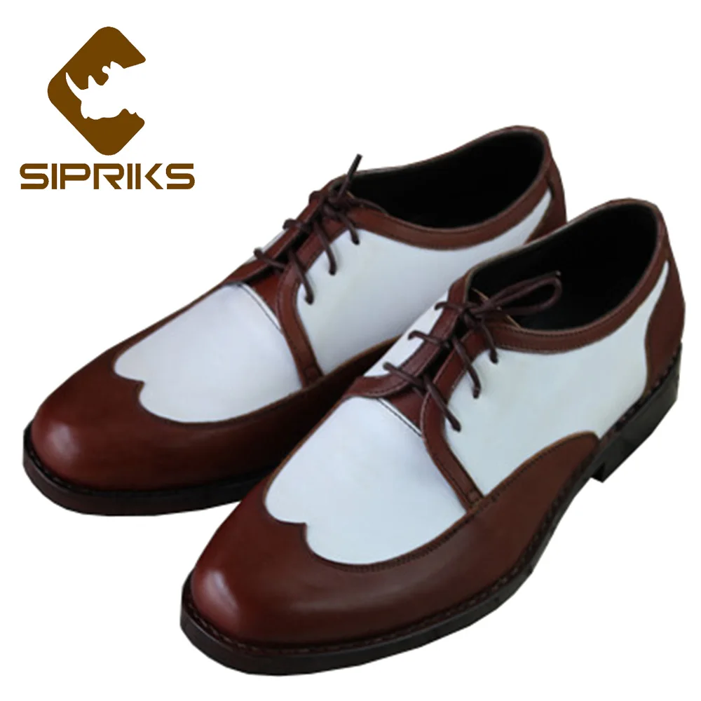 Sipriks Two Tone Dress Shoes For Men Classic Genuine Leather Brown White Wingtip Dress Shoes Boss Business Office Work Shoes New Sipriks Two Tone Dress Shoes For Men Classic Genuine Leather Brown White Wingtip Dress Shoes Boss Business Office Work Shoes New