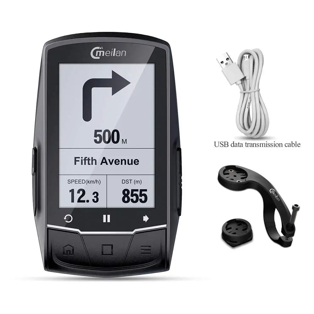 Meilan M1 велосипед gps компьютер gps навигация для велосипеда Bluetooth Спидометр соединяется с монитором Cadence/HR(не включает - Цвет: M1
