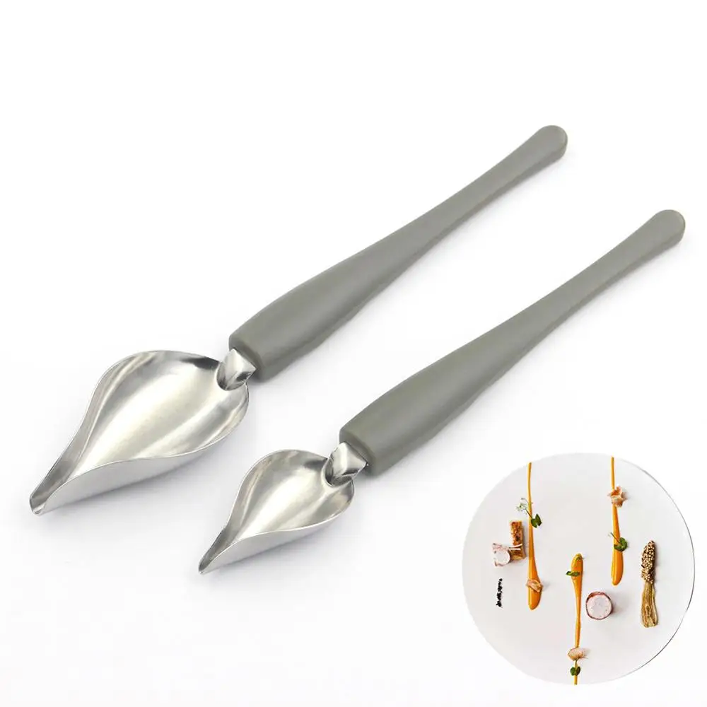 

New Style Deco Spoon Decorate Sushi Food Draw Tool Design Sauce Dressing Plate Dessert Bakeware Cake Gastronomy Spoons Tools