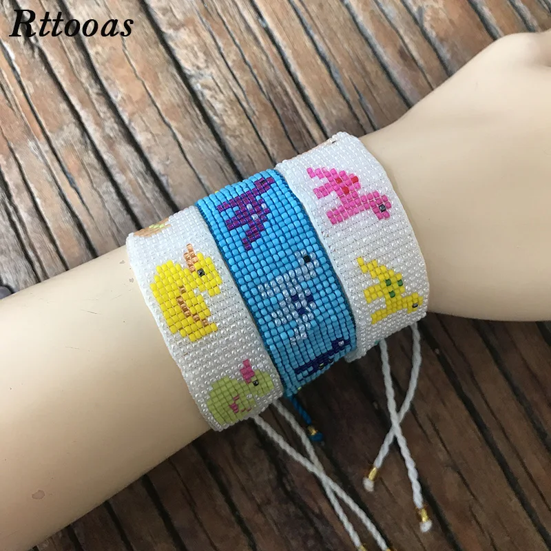 

Rttooas Handmade Woven Bracelet for Women Girl Cute Animal Pattern Fashion Summer Beach Friendship Bracelet Gift