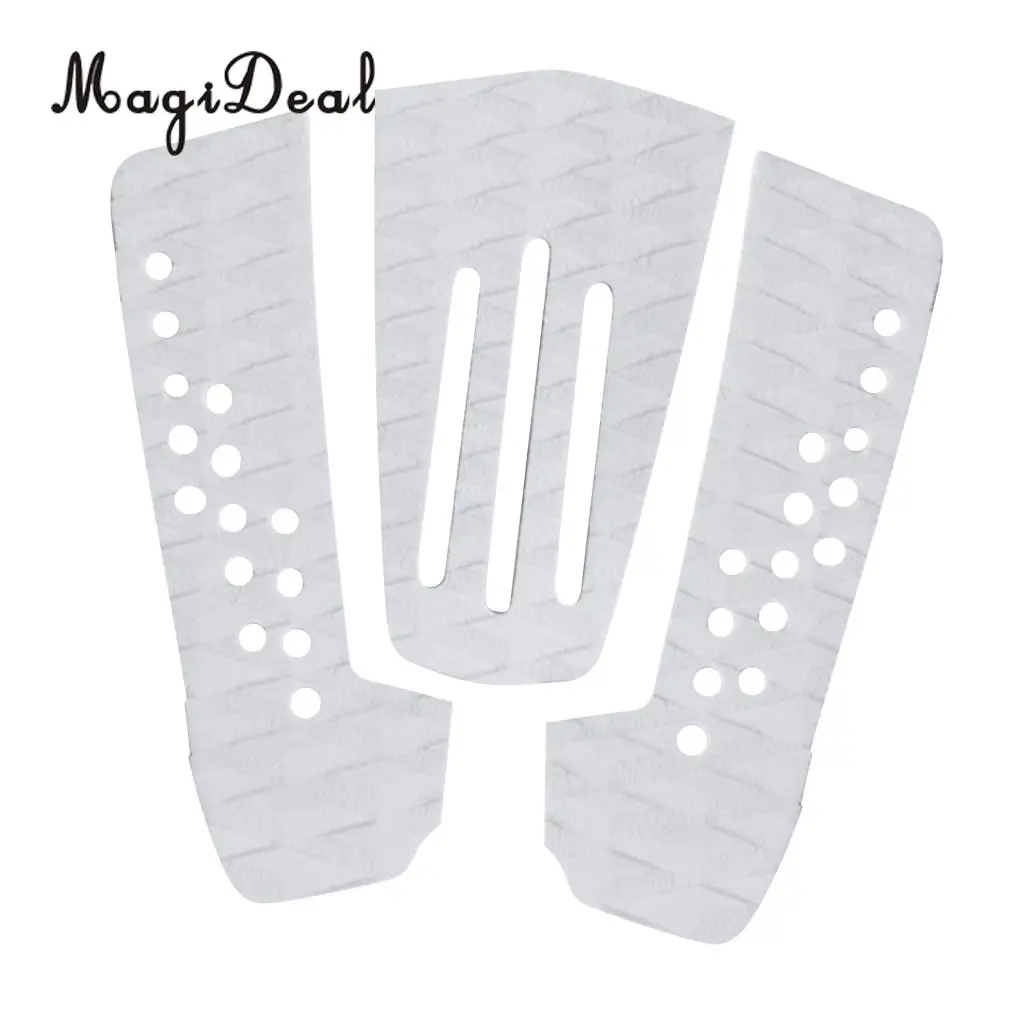 MagiDeal Top Quality 3Pcs Anti Slip EVA Surfboard Traction Tail Pads Surfing SUP Surf Deck Grips Mat Water Sport Accessory White