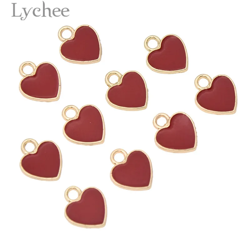 

Lychee 10pcs Alloy Enamel DIY Heart Shape Charms Cute Charms Pendant Women Jewelry Accessories Crafts