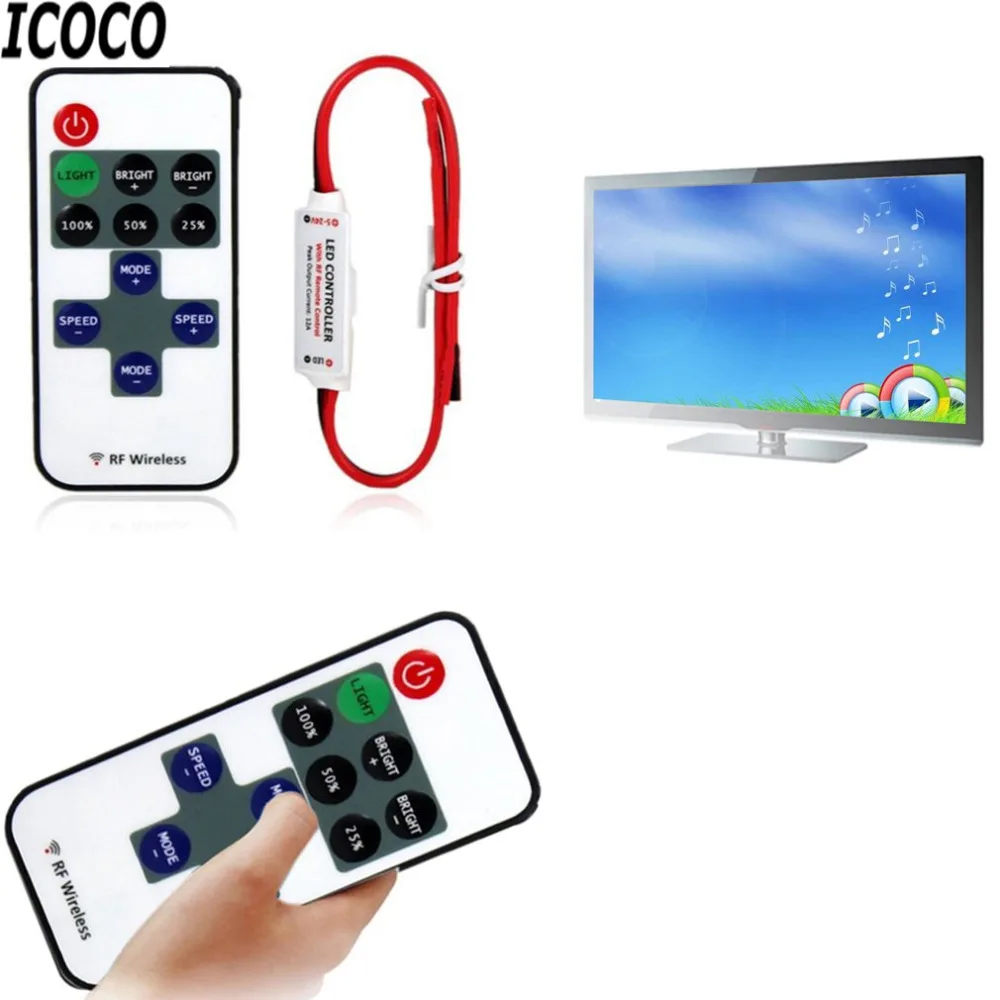 

12V RF LED Strip Light Mini Wireless Switch Controller Dimmer with Remote Control Mini In-line LED Light Controller/Dimmer