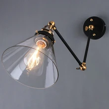 Ретро два кулисой бра бра стекло тень выпечки отделки RH восстановление светильник, Настенное крепление кулисой лампы