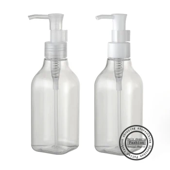 

Free shipping,30pcs,100ml Transparent square necked pink pump bottle,lotion bottles, refillable bottles
