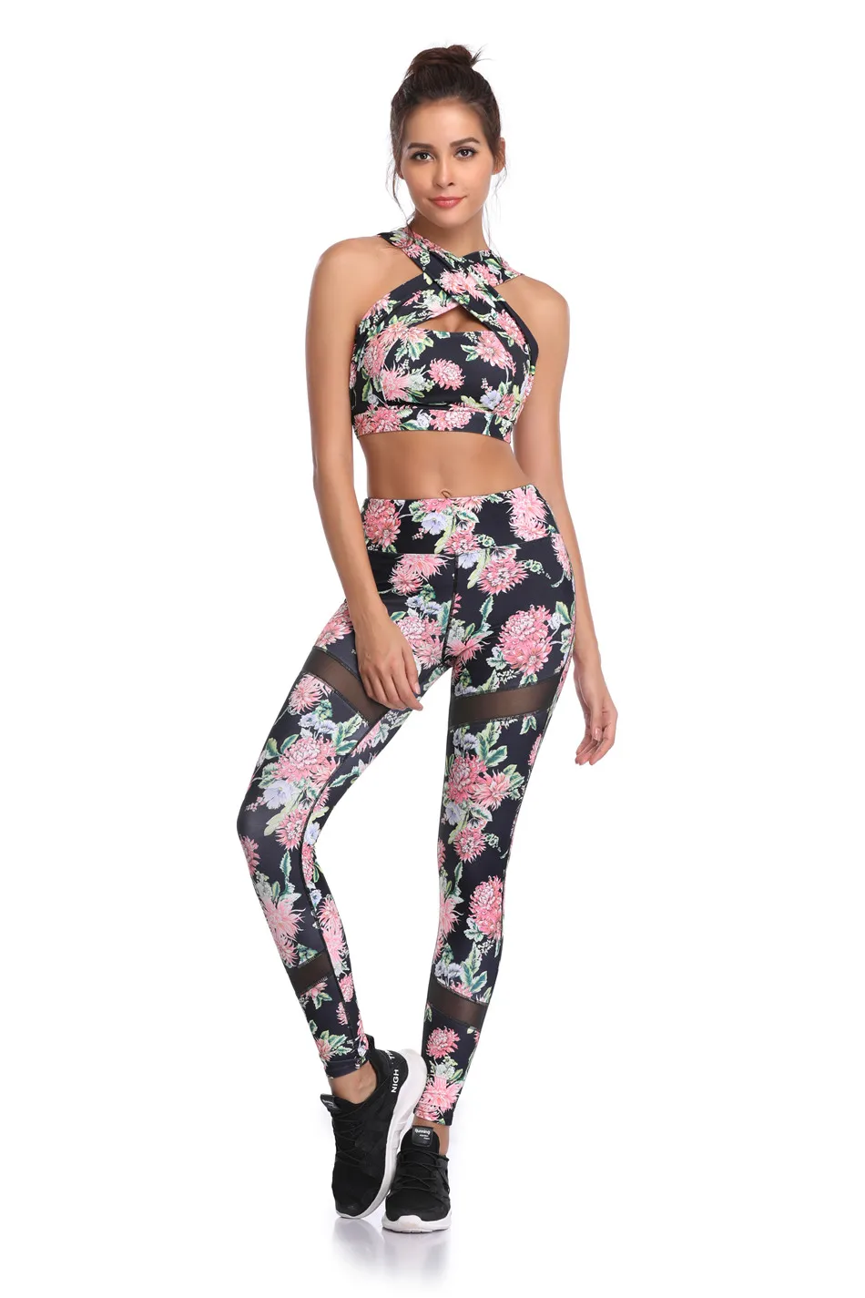 sem mangas malha leggings ternos yoga correndo