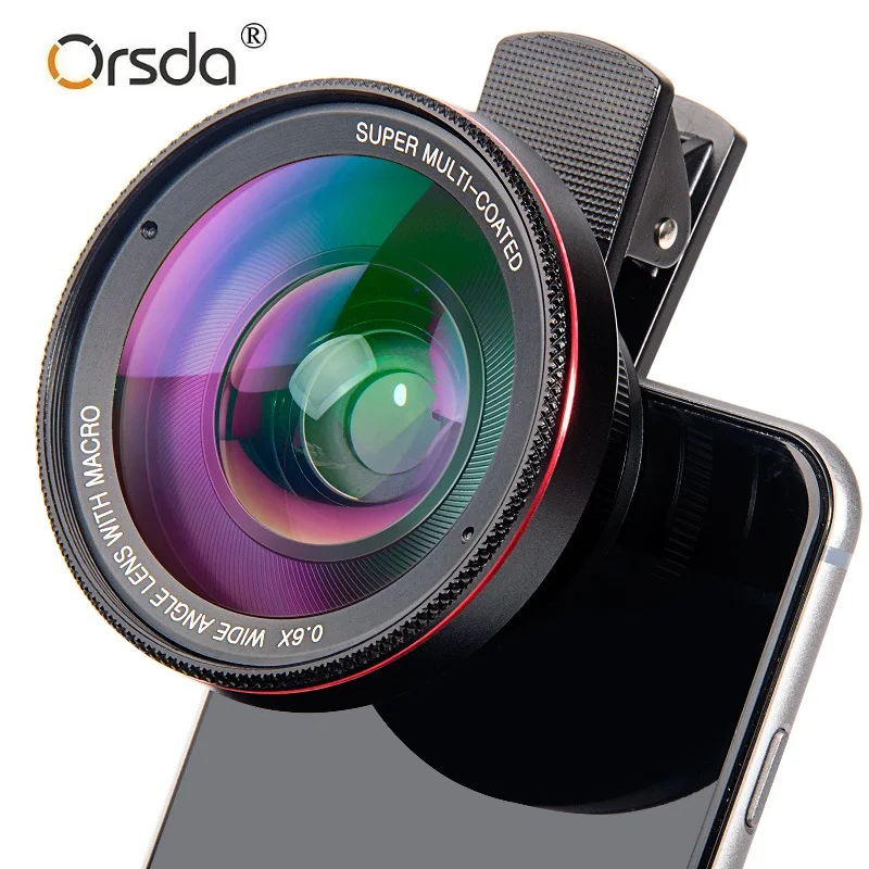 Orsda 4K HD Super 15X макро объектив Анти-искажения 0.6X широкоугольные оптические линзы из стекла Para Celular Телефон камера для смартфона