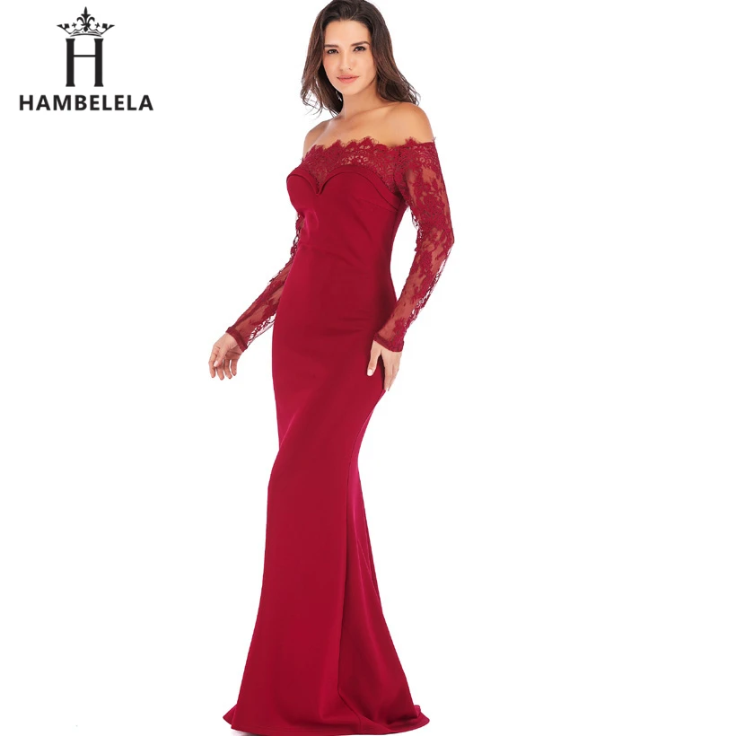 HAMBELELA Robe De Soiree Longue Long Sleeve Mermaid Evening Dresses Formal Evening Gowns China Vestido Longo Bodycon Lace Dress (12)