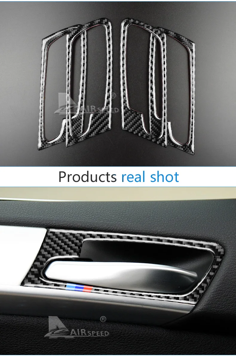 Carbon Fiber Car Interior Door Handle Cover Stickers Decoration Mouldings for BMW E70 X5 E71 X6 2008-2014 Accessories (6)