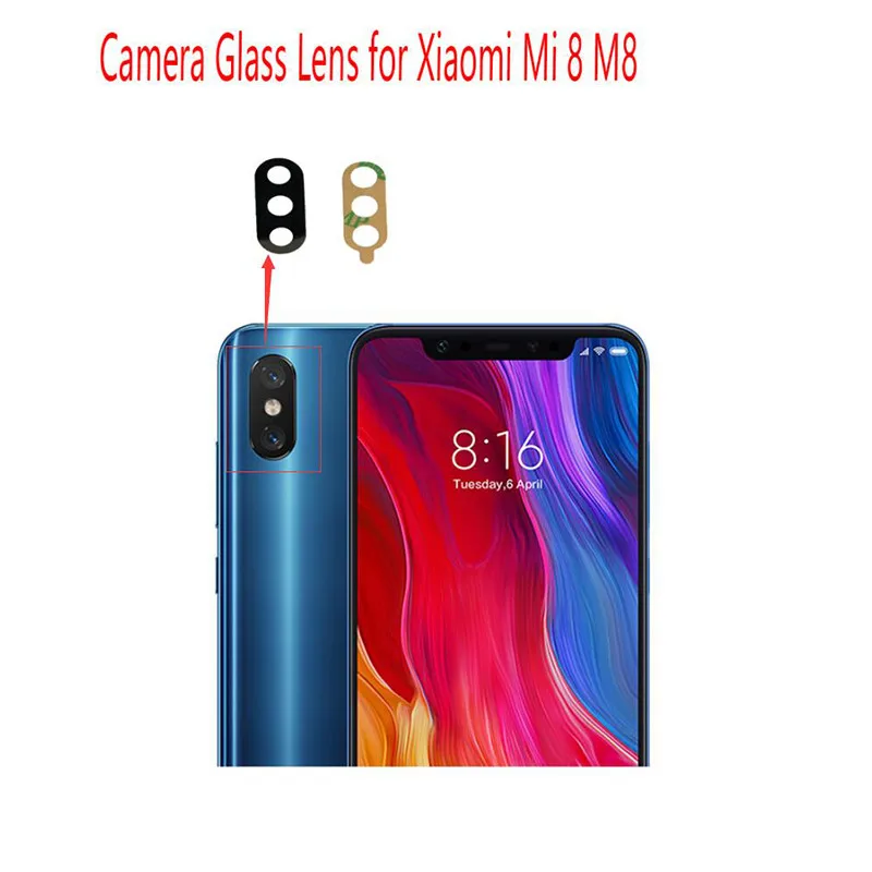 2 шт./лот для задней камеры Xiaomi Mi 8 mi8 запасные части стеклянных линз с клейкой