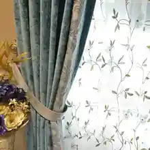 Luxury Palace Style Custom Made Chenille Fabric Blackout Curtain Italian Embroidery Gauze Curtains Living Room Flocked Cortinas