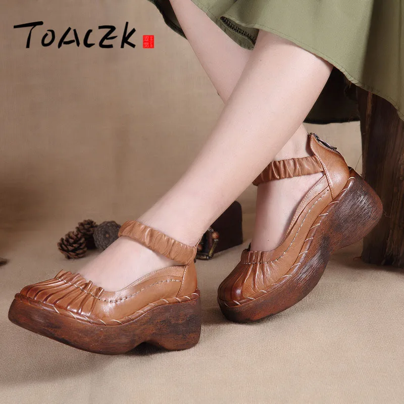 

Original design autumn and winter casual retro sponge cake sole shoes handmade leather four seasons shoes