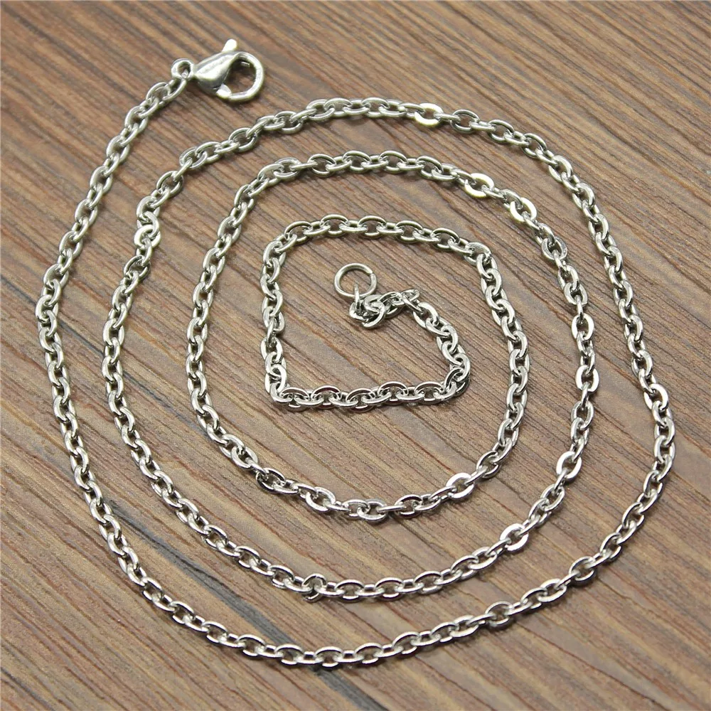 

50cm Length 2.5mm Stainless Steel Chain With Lobster Clasp Necklace Chain Jewelry Findings For DIY Jewelry Making 5pcs/lot