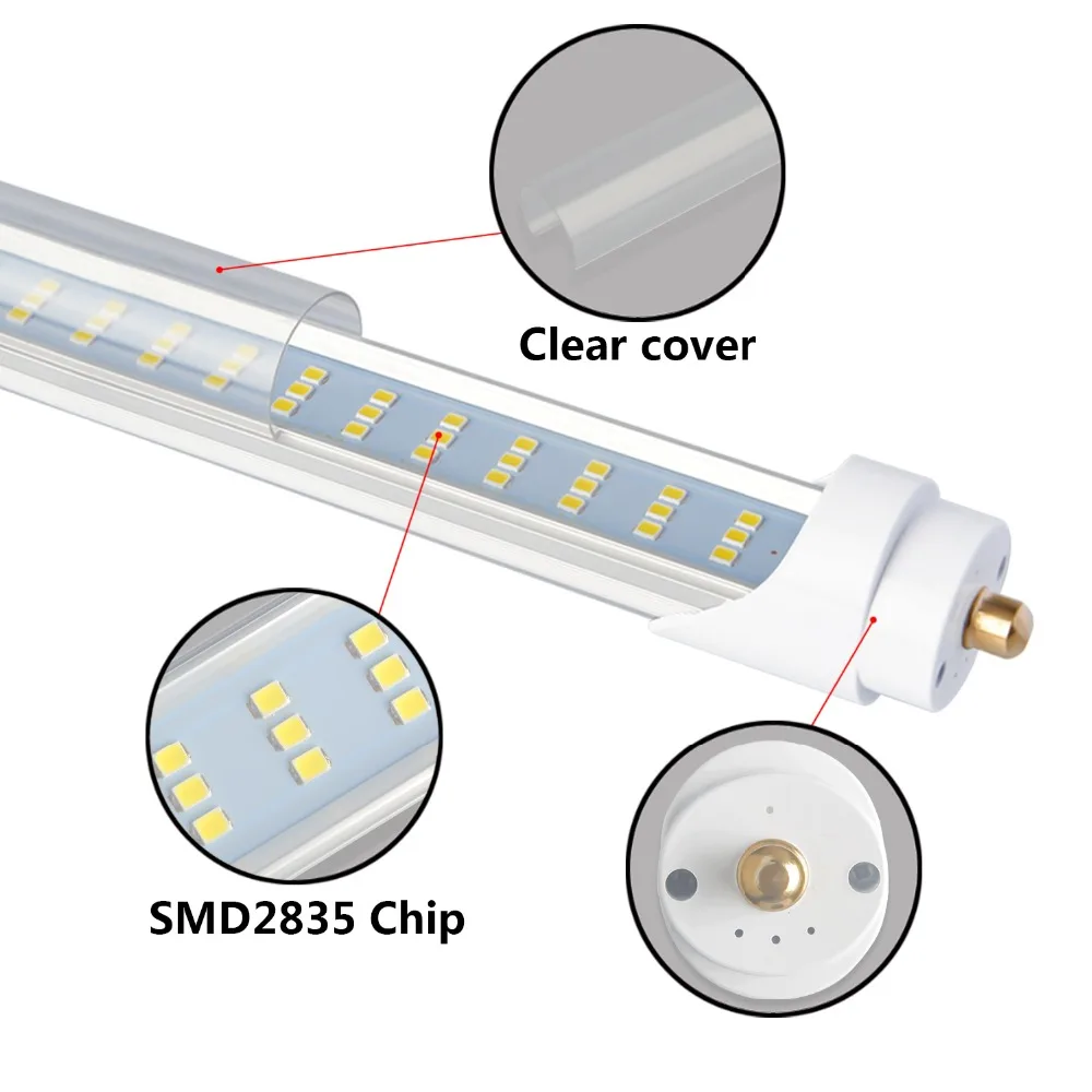 

25-Pack T8/T10/T12 8FT LED Tube Light,8FT Single Pin FA8 Base,120W 12200LM,Cold White,Clear Cover,96" Triple Row 576PCS led chip