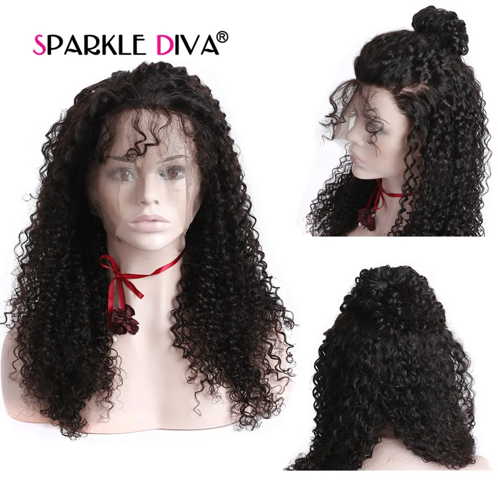 360 Kinky Curly Lace Frontal Wigs 150 Density Pre Plucked With Baby