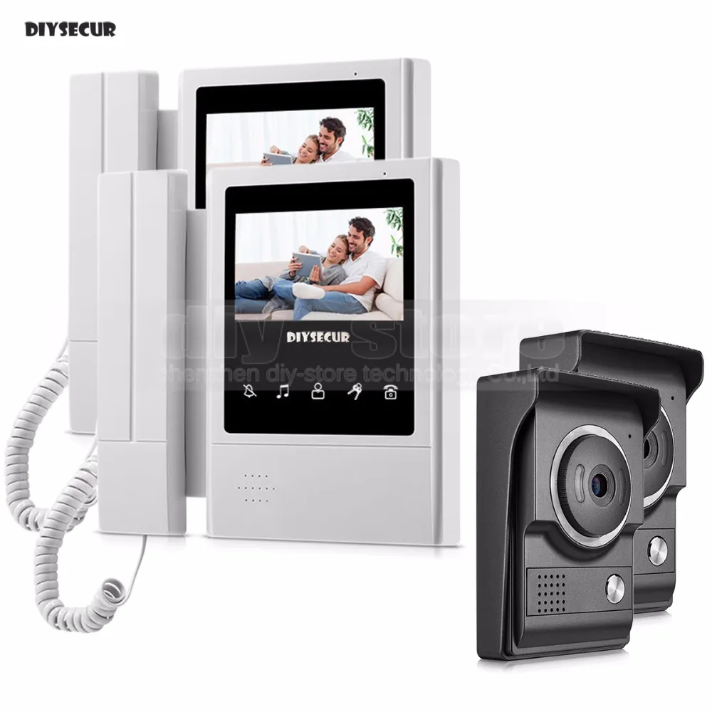 DIYSECUR 4.3inch Doorbell Handheld Video Intercom Video Door Phone Waterproof 700TV Line IR Night Vision HD Camera 2V2