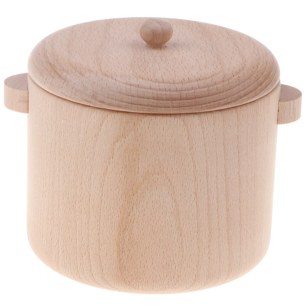 Wooden Kitchen Playsets - Kids Girls Pretend Play Cooking Baking Developmental Toys Cookware/ Dinnerware/ Tableware Saucepan L