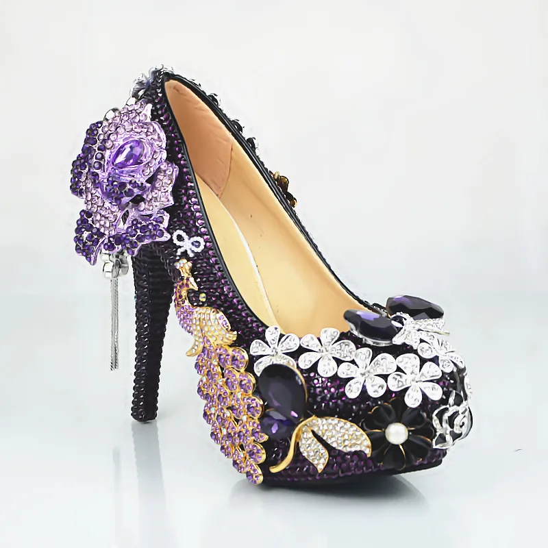 Sposa Tacchi Viola Delle Fiori Data Da Lusso Di Alta Nozze Scarpe Donna Donne Phoenix Notte A0qf86w