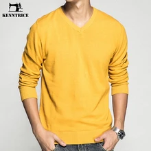 KENNTRICE осенний мужской пуловер Свитера с v-образным вырезом Простые Модные Винтажные хлопковые мужские свитера джемперы Весенняя мужская одежда