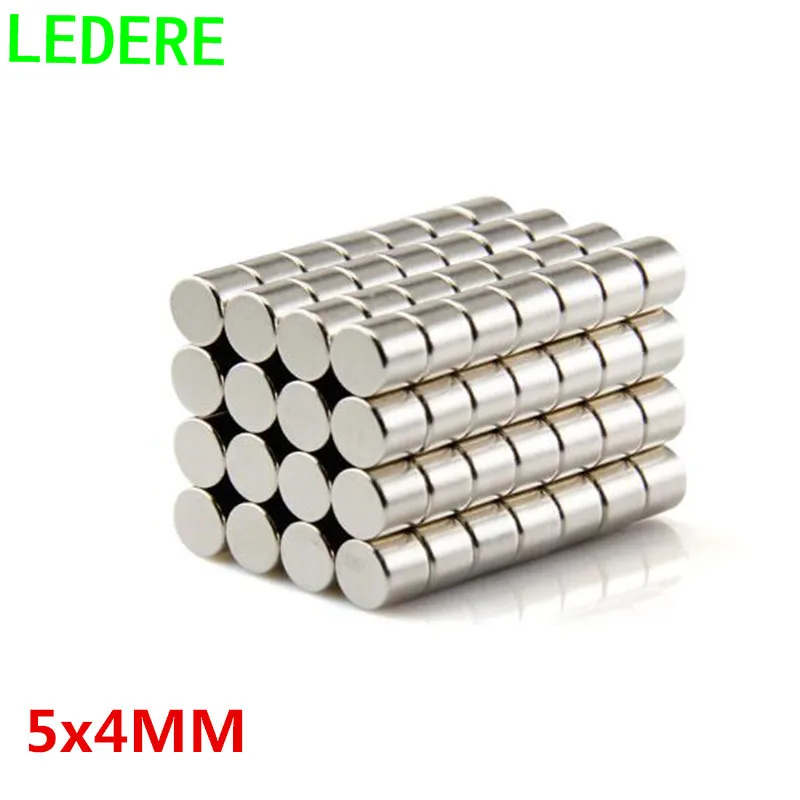 

LEDERE 100pcs 5mmx4mm magnet Strong Round Cylinder Neodymium Magnets 5*4 NEW 5x4 Art Craft Connection 5mm*4mm