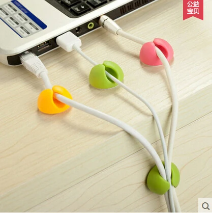 

[4Y4A] 6pcs candy-colored spherical lovely finishing headphone cable power line table clean container stationery