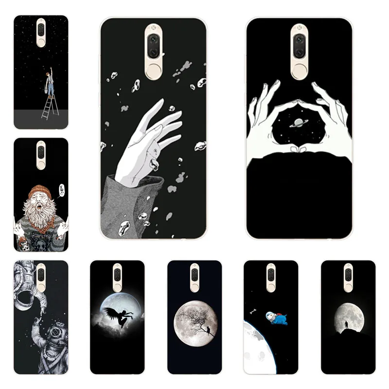 

huawei mate 10 lite Case,Silicon Black graffiti Painting Soft TPU Back Cover for huawei nova 2i Protect Phone cases shell