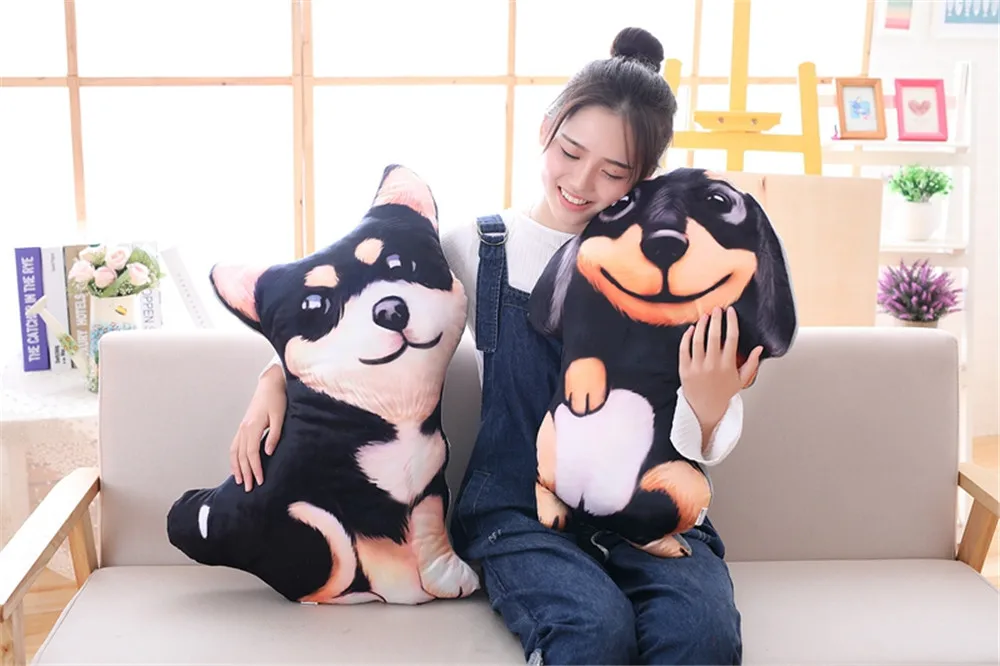 Fancytrader 3D Animal Corgi Plush Pillow Shiba Inu Dogs Toy Cartoon Pomeranian Dachshund Stuffed Doll Creative Decoration 90cm2
