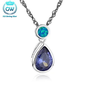 

New Silver 925 Opal Pendants Water Drop Stone Pendant For Chains Ladies Brand Gw Jewellery Fp464-90
