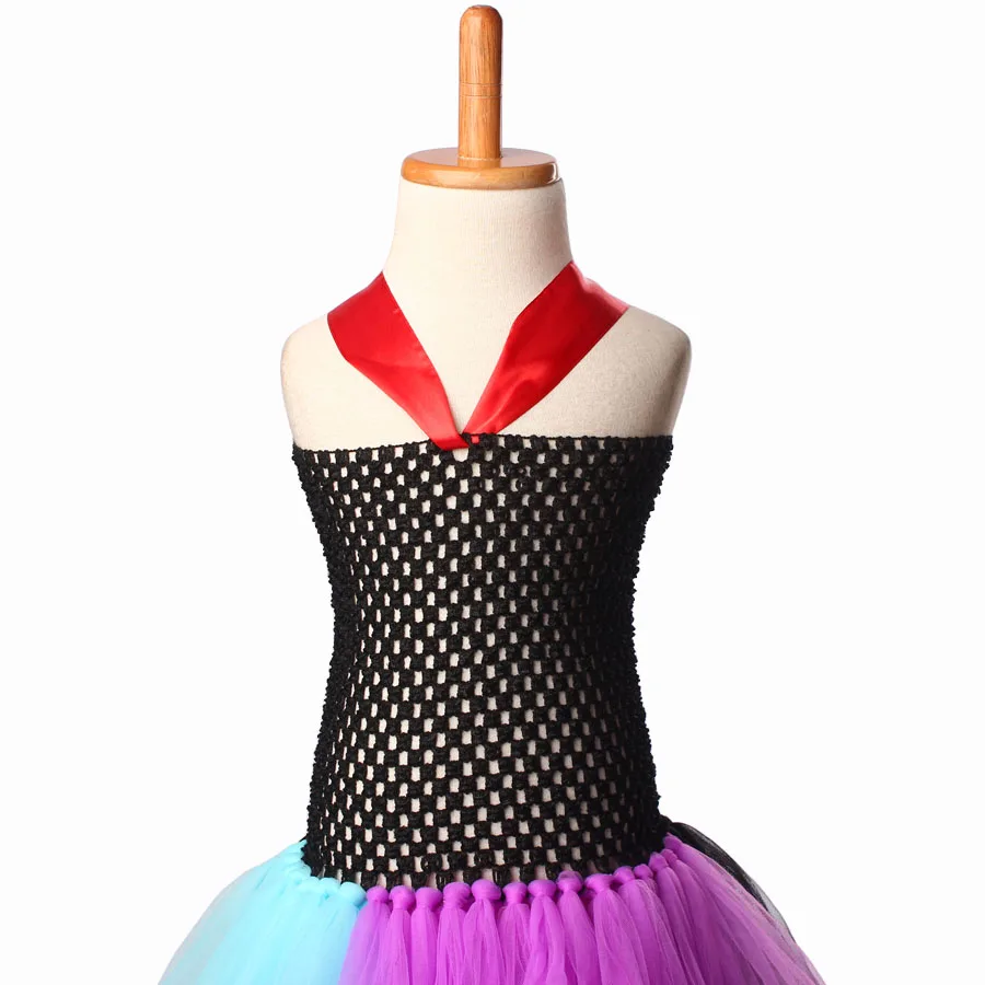 Patchwork Halloween Witch Queen Girl Tutu Dress Children Birthday Party Cosplay Clothing Photo Props Kids Fancy Dress (7)
