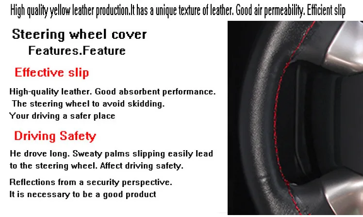 All Size 36-40cm Car Styling Genuine Leather Auto Car Steering Wheel Cover Cap Anti-slip Car Decoration With Needles and Thread 5
