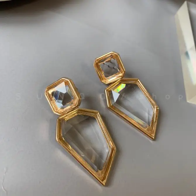 

Timeless Wonder Crystal Geo Cut Rhinestone Stud Earrings for Women Goddess Party Gift Stunning Top Fresh Rare Big Ins Studs 5861
