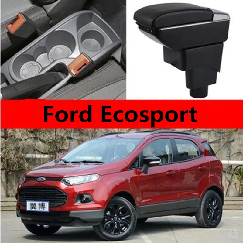 

Centre Console Arm Rest Rotatable For Ford Ecosport 2013-2018 Storage Box Armrest +USB 2014 2015 2016