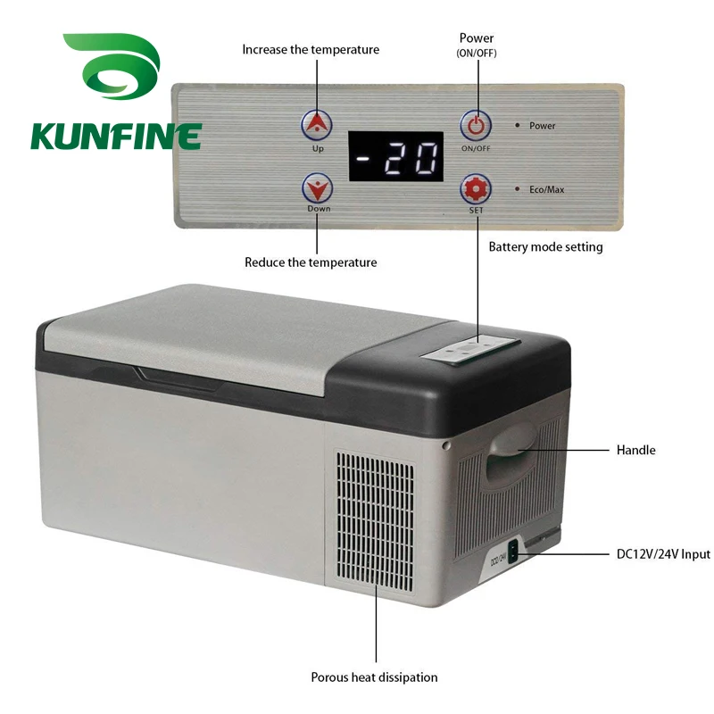 KUNFINE DC 12V24V 110-240V AC Car Refrigerator Multi-Function Fridge Compressor Vehicel Protable Refrigerator Freezer Cooler C15 (8)