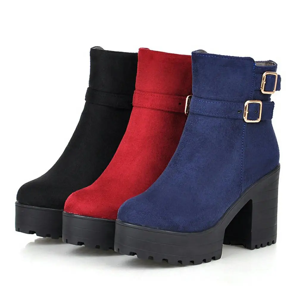 SARAIRIS hot sale russia warm plush new Plus Size 34-46 chunky heels platform winter shoes woman boots female ankle boots SARAIRIS hot sale russia warm plush new Plus Size 34-46 chunky heels platform winter shoes woman boots female ankle boots