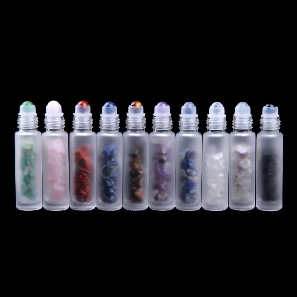Natural Gemstone Roller Ball Bottles for Essential Oil No Bag Frosted