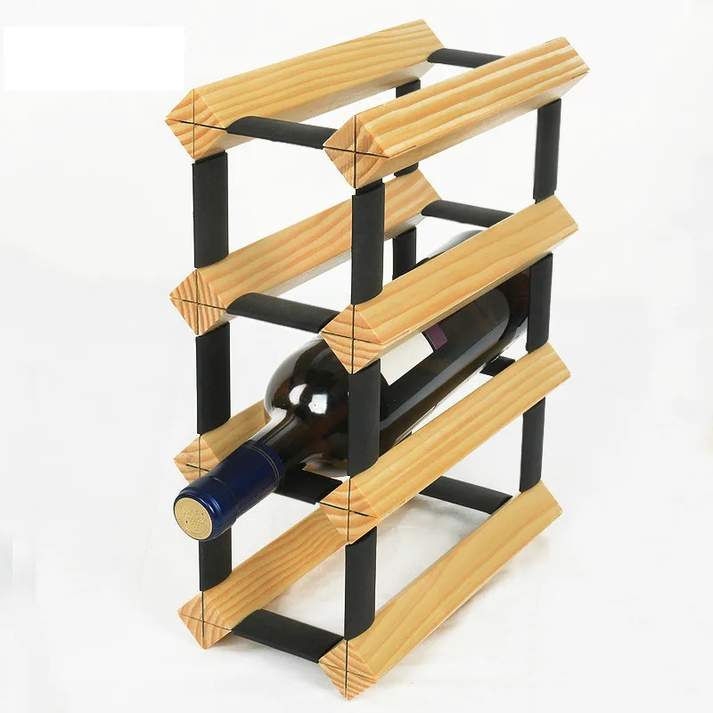 Household Texture Pine Wood Wine Rack Decoration Creative Wine Cabinet Restaurant Free Installation Bar Grape Holder Stand