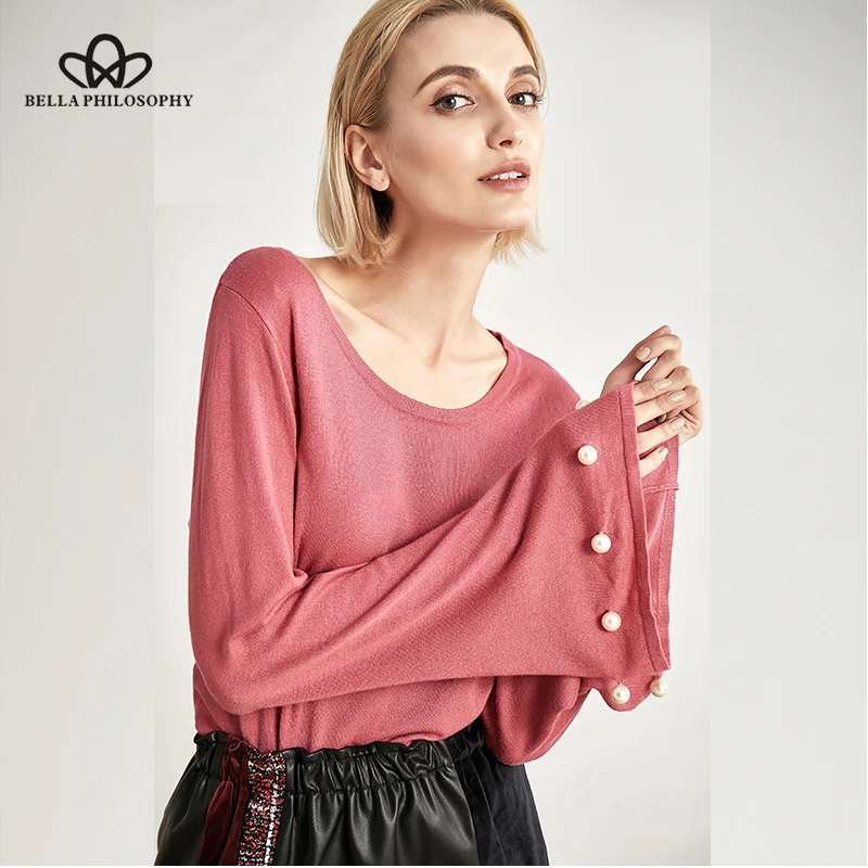 Wonder 2018 new Autumn Winter long sleeve woemen blouse solid diamonds female sweaters casual ladies sweaters tops