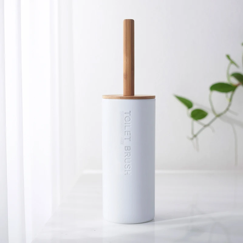 Comprar Juego de cepillos de baño de pie de bambú con Base para limpiar el inodoro accesorios de WC