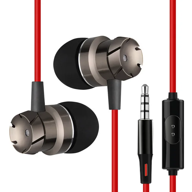 EM3 Metal Earphones Stereo Earpieces Super Bass Headset Sport Running Handsfree Noise Reduction Earbuds With Mic For iPhone 5 6S - Цвет: Red