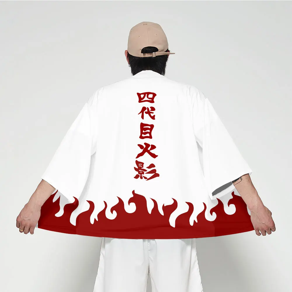 Японское кимоно в стиле аниме Наруто йондайме Hokage мужской кардиган рубашка