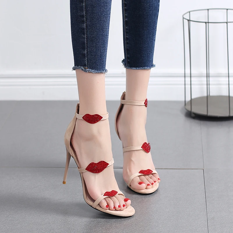 

2019 new summer waterproof platform high heel women's fine with rhinestone women's sandals