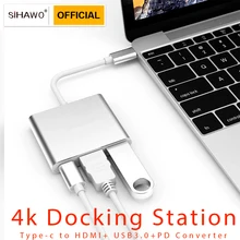 USB концентратор C концентратор для Мульти USB 3,0 4 K HDMI PD адаптер usb type-C 3,1 сплиттер 3 порта USB C концентратор для MacBook док-станции Pro Аксессуары