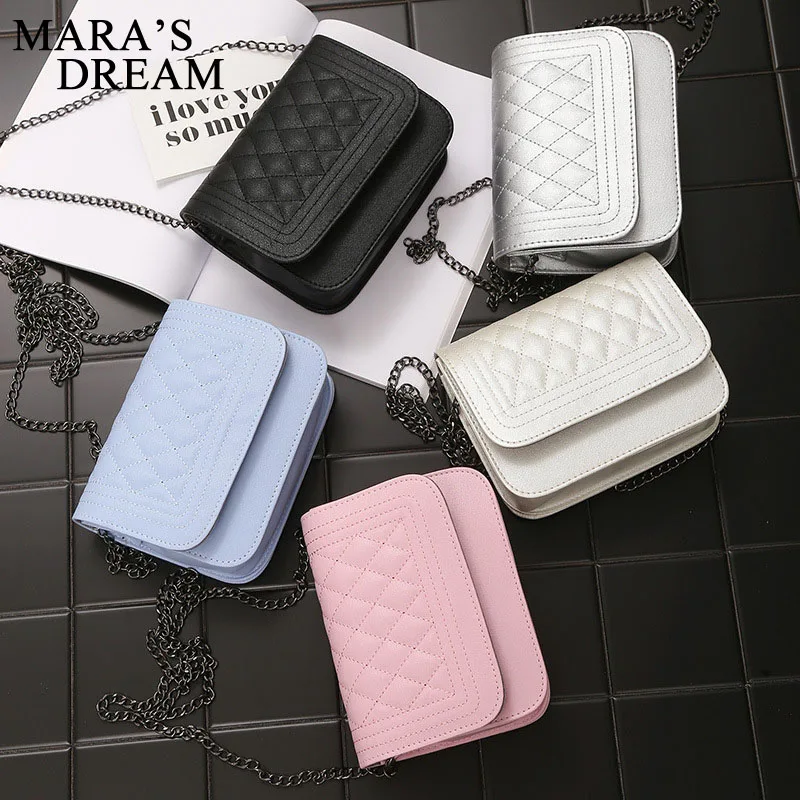  Mara's Dream 2019 PU Leather Women Messenger Bag Plaid Crossbody Fortnite Chain Trendy Candy Color  - 32822662614