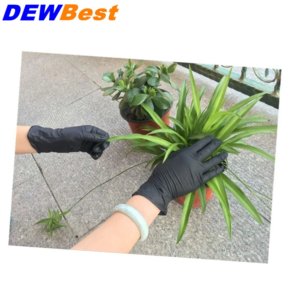 

DEWBest disposable black nitrile gloves(powder free) 50 pieces /industrial production Mechanical Maintenance working gloves