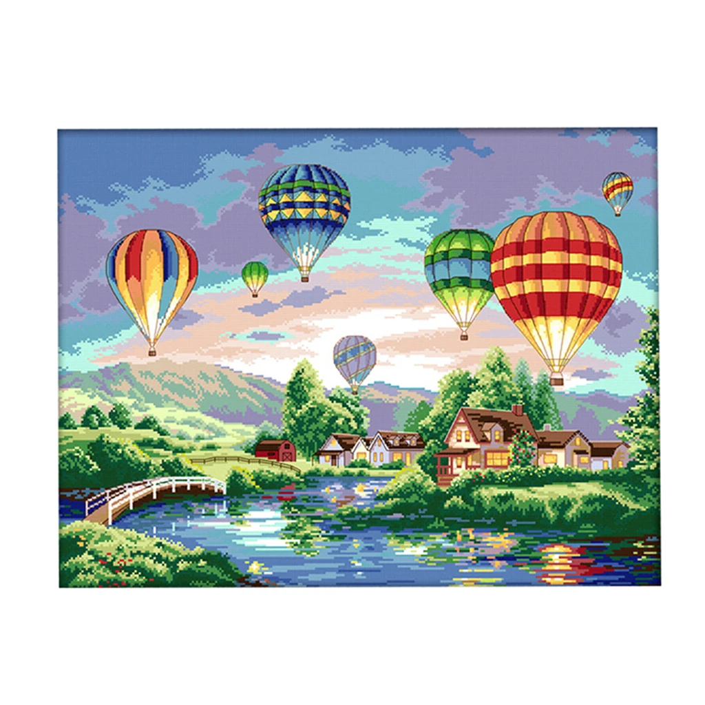 

Air Ballon Stamped/Counted Cross Stitch Kit DIY Handmade Needlework for Beginners 14CT 44x51cm
