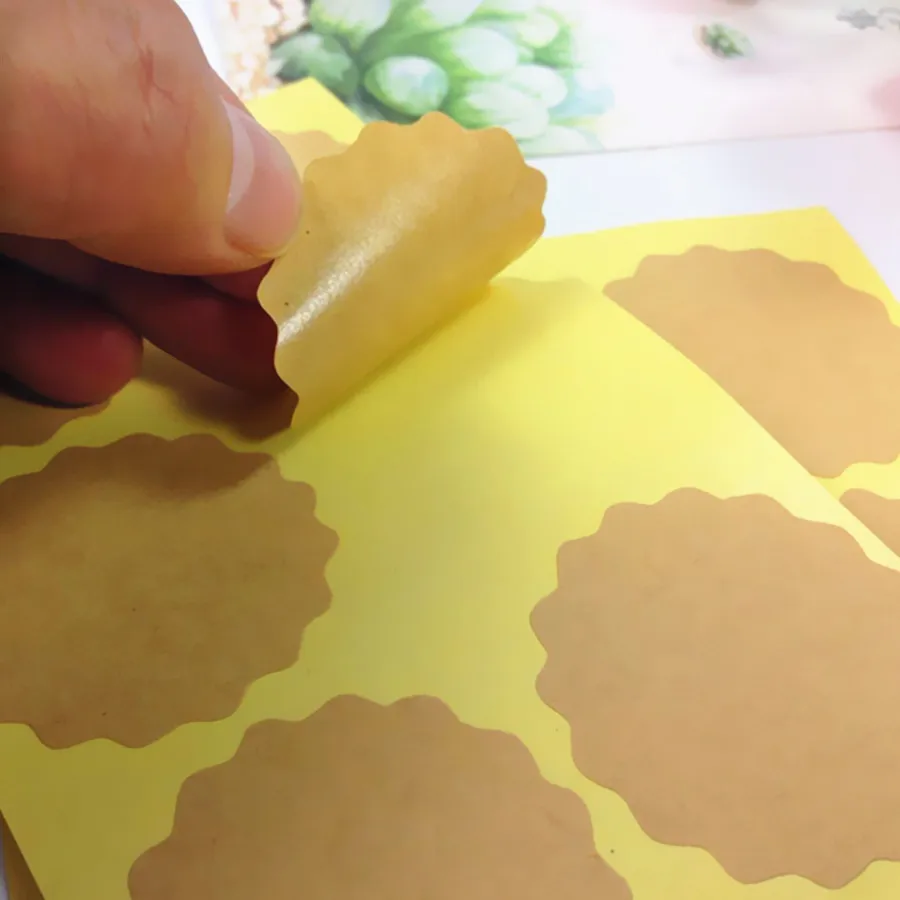 Lote em Branco Adesivo para Produtos Papel Kraft Flor Forma Artesanais Presente Selo Adesivo Atacado 1000 Pçs - 5 1000 pçs lote em branco papel kraft