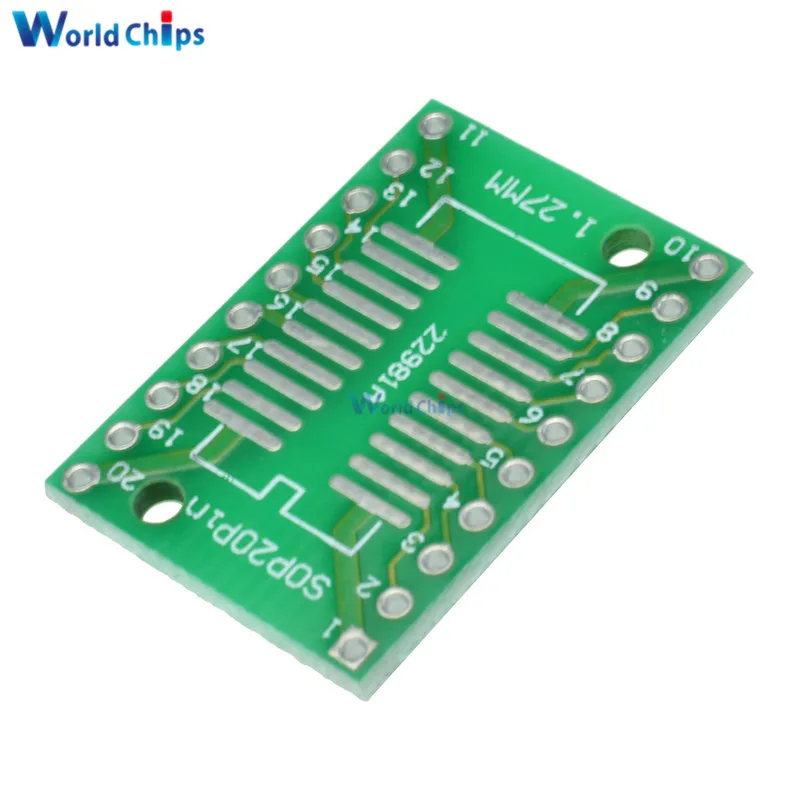 

10pcs SOP20 SSOP20 TSSOP20 To DIP20 Pitch 0.65/1.27mm IC Adapter PCB Board